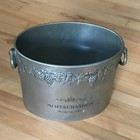 Moet Chandon Champagne Ice Bucket Oval Vintage Silver Metal Grape Vine Handles