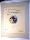 Vintage Apollo Xvii  17   white Eagle  Crew Patch On Matted Certificate Nasa