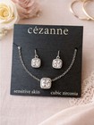 Nwt C  zanne Cubic Zirconia Necklace Earrings Set Cz Silver For Sensitive Skin