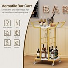 Bar Cart 3-tier Serving Cart With Wine Glass Rack Drink Cart With Wheels