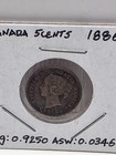 1886 Canada 5 Cents Silver Coin     Queen Victoria     0 925 Fine     Circulated