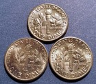 1955 Pds  3 Coins  Roosevelt Dimes From Original Bu Rolls 1955 P D S - 232 Sold