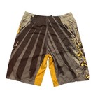 Vintage Y2k Oakley Skull Grunge Beige Yellow Board Shorts Mens 34