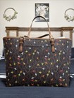 Michael Kors Jet Set Medium Carryall Airplane Print Tote Bag Brown Logo 