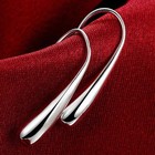 925 Sterling Silver Water Drop Pendants Hoop Earrings For Women Wedding Party