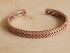 Matte Pure Solid Copper Magnetic Bracelet Arthritis Therapy Cuff Herringbone