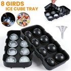 2x Round Ice Cube Mold With Lid Reusable Sphere Ice Cube Maker For Whiskey Party
