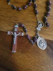 Saint Anthony Saint Francis Wooden Silver Antique Rosary Beads Made In Italy