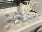 Vintage Corning Ware Blue Cornflower Plastic Toy Dishes Lot Set Play Kitchen Htf