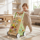 Wooden Baby Push Walker  Montessori Activity Toys With Adjustable Speed For 1 Ye