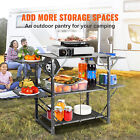 Camping Kitchen Table Folding Portable Cook Station 5 Tables   2 Shelves