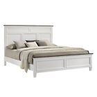 New Queen King 4pc Two-tone White Modern Rustic Bedroom Furniture Set Bed d m n