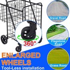 Folding Shopping Cart  Utility Trolley With Removable Basket And Swivel Wheels