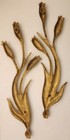 Set Of 2 Solid Brass Vintage Wall Decor Tulips Flowers Plants Design 14  X 5 