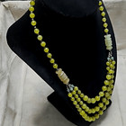 Antique Chinese Caledon Carved Natural Jade Layered Beaded Necklace