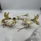 Vintage Brass Metal Hummingbirds   Flowers Golden Wall Hanging
