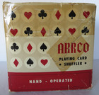 Arrco Vtg Playing Card Shuffler Hand Operated Two Tone Green Metal Poker Party
