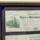 2x 1870s Bank Checks With Train Graphic Banker Check Framed