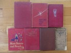 Lot Of 7 Antique Vintage Books Dark Red Covers Library Decor Props Free Shipping