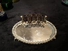 Gold Mirror Vanity Tray Lipstick Holder Hollywood Regency Vintage Filigree
