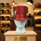Red Victorian Feather Leather Top Hat Gothic Cosplay Costume Hat For Men   Women