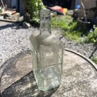Vintage Old Unusual Collectible Clear Glass Rectangular Bottle  g1 