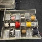 Huge Lot  Of Vintage Sewing Bobbins With Multi Color Thread In Bobbin Boxes
