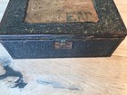 Primitive 1800s Hammered Metal   Wood Sewing Box Hand Made