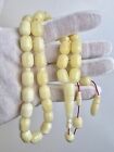 Natural Ukraine White Amber 52 1g Islamic Prayer Rosary 33 Beads Tasbih Misbaha