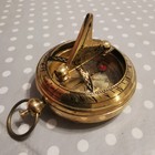 Vintage Handmade Push Button Compass Antique Brass Ross London Engraved Style