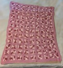 53 x42  Crochet Granny Square Throw Blanket Pink  Marbled  Handmade