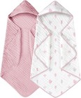 Hooded Baby Towels For Newborn 2 Pack 100  Muslin Organic Cotton Baby Bath To   