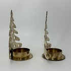 Vintage Set Of 2 Solid Brass Christmas Tree Votive Candle Holder Made In India