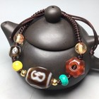 Tibetan Buddhism Old Agate Ruyi Dzi  Beads Prayer Lucky Totem Amulet Bracelet