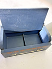 Vintage Blue Wooden Recipe Box With Geese hearts Hand Painted Used