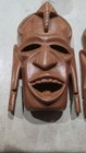 2 Vintage 1960s Wood Mask Tribal African Hand Carved Plaque Wall Art Decor Teak