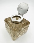 Inkwell Sterling Silver   Glass Victorian London 1898 William Hutton   Sons