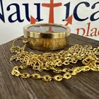 Open Face Brass Compass W  27  Chain  Polished Finish  Pocket Style  Necklace