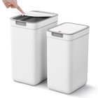 Garbage Can With Pop-up Lid  Small Trash Can  Slim Trash Bin Waste Basket-white
