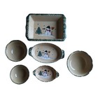 Vintage Christmas Dish Set Snowman Stoneware 7 Pc Ltd Commodities Bakeware