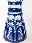 Vintage Bohemian Cobalt Blue Cut-to-clear Glass Vase 11 75in