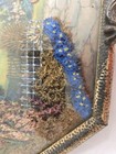 Vtg  Religious Picture  Metal Frame  God Bless Our Home  Applied Flowers 