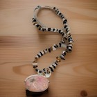 Rose Quartz Necklace Pendant 16    Tiger Eye quartz Chip Chain