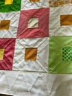 Vtg 70   s Hand Made   Quilted Polyester Double Knit Patchwork Quilt 99    X 83      
