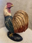 Rooster Folk Art Sculpture Hand Carved Of Wood