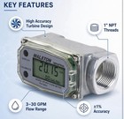 1 Inch Digital Turbine Fuel Flow Meter For Chemicals  Water  And Other Liquids