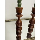 Vintage Indian Rosewood Candlesticks Hand-carved   Rustic Boho Decor From India