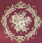 Vintage Pair Of Needlepoint Pillows Rose Bouquet Fringed Zip Closure 18 X 18