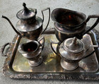 Lot Of 12 Heirloom Heavy Wm Rogers Silverplate Serving Pitchers And Platters 