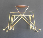 Vintage Mid Century Modern Napkin Holder brass And Wood Letter Holder 1960 s